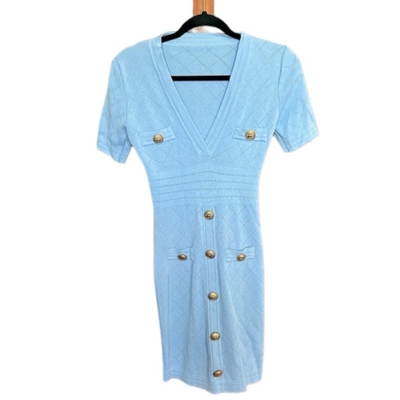 jessica Bara Dresses & Skirts - JESSICA BARA TINARA GOLD BUTTON MINI DRESS